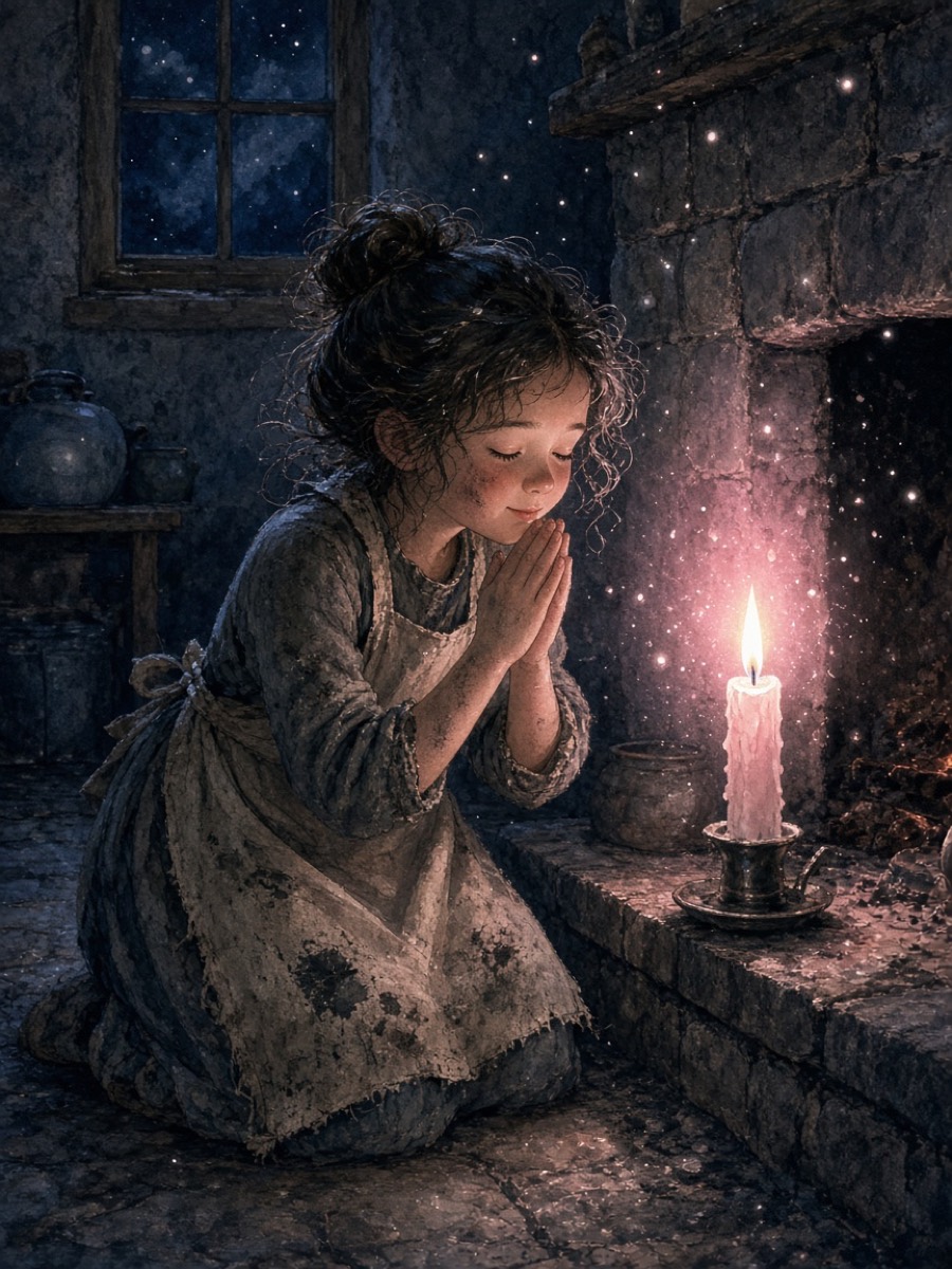 A wish made by candlelight in a cinder-dusted kitchen