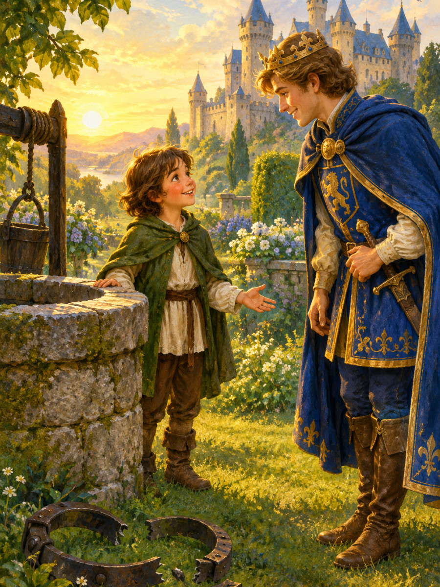 A prince revealed beside the dawn garden well