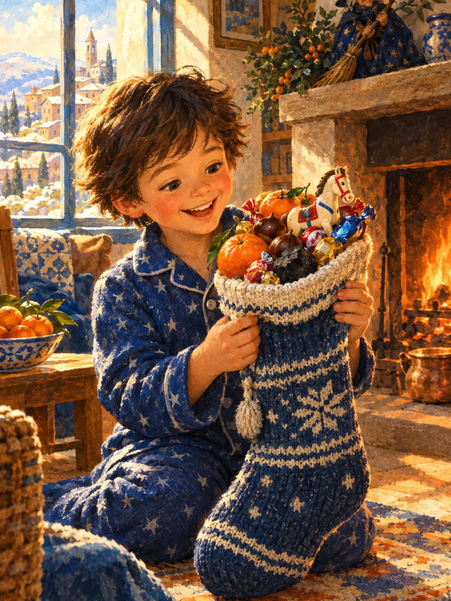 La calza piena di dolci la mattina dell'Epifania