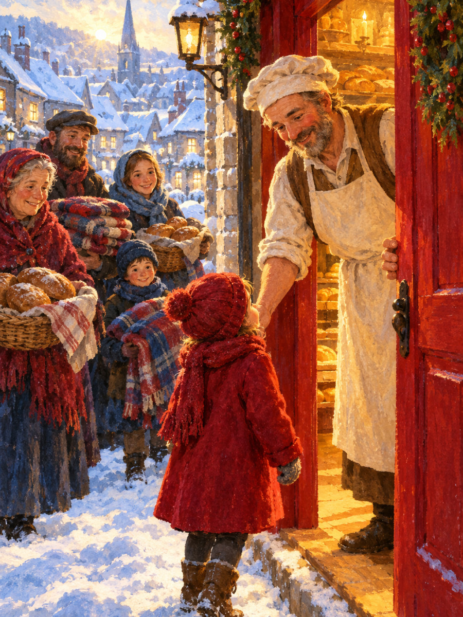 Warm bread, blankets and a safe doorway