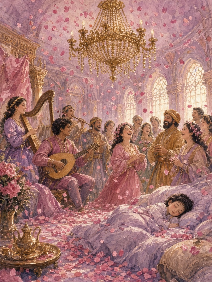 Music and laughter as the palace wakes up