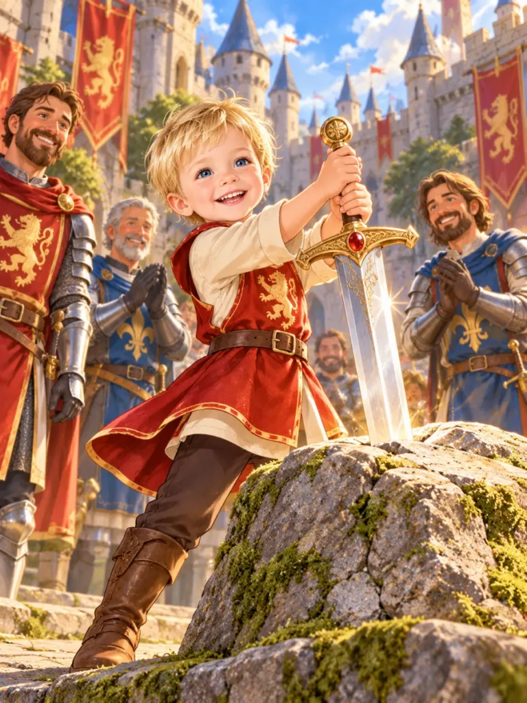 King Arthur and the Knights of the Round Table — One sword in a stone, and a table with no head of it