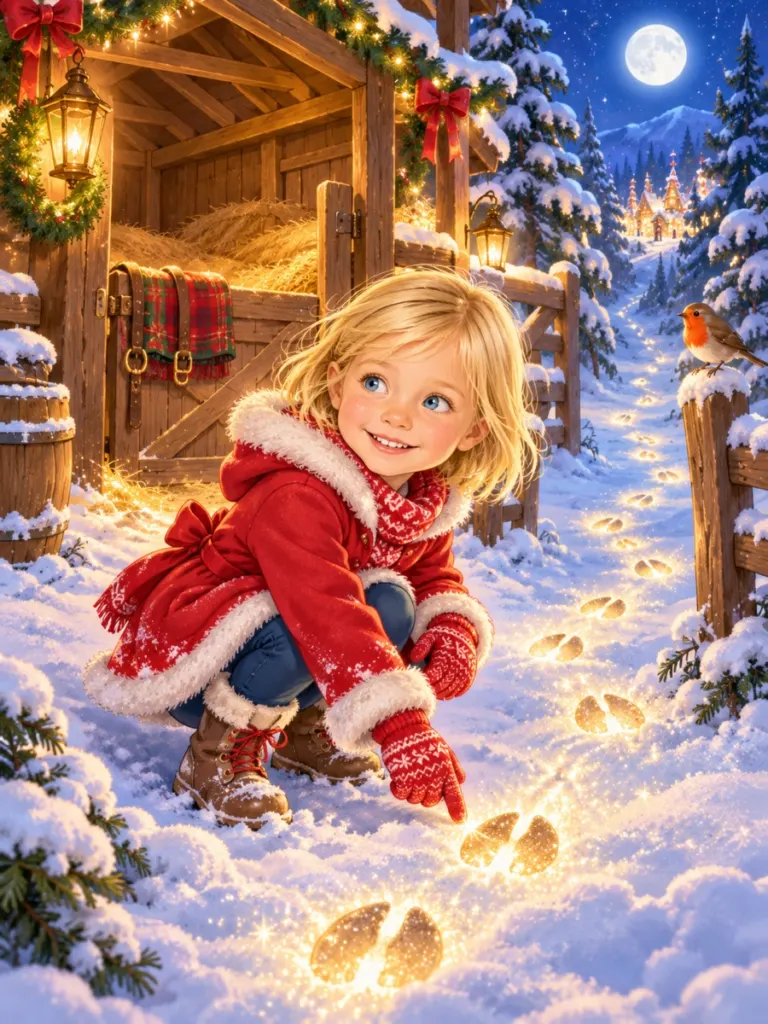 Catalogue illustration for Where Is Santa’s Reindeer?, rather than a page from a completed personalised example.